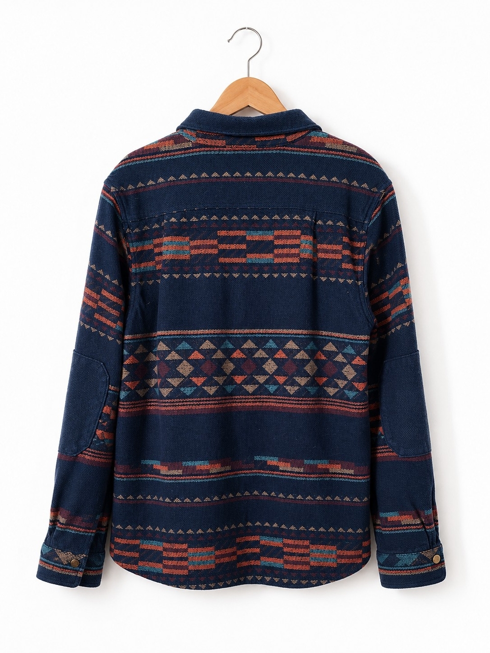 Navy Aztec Print Button-Up Shacket - Picture 4 of 6